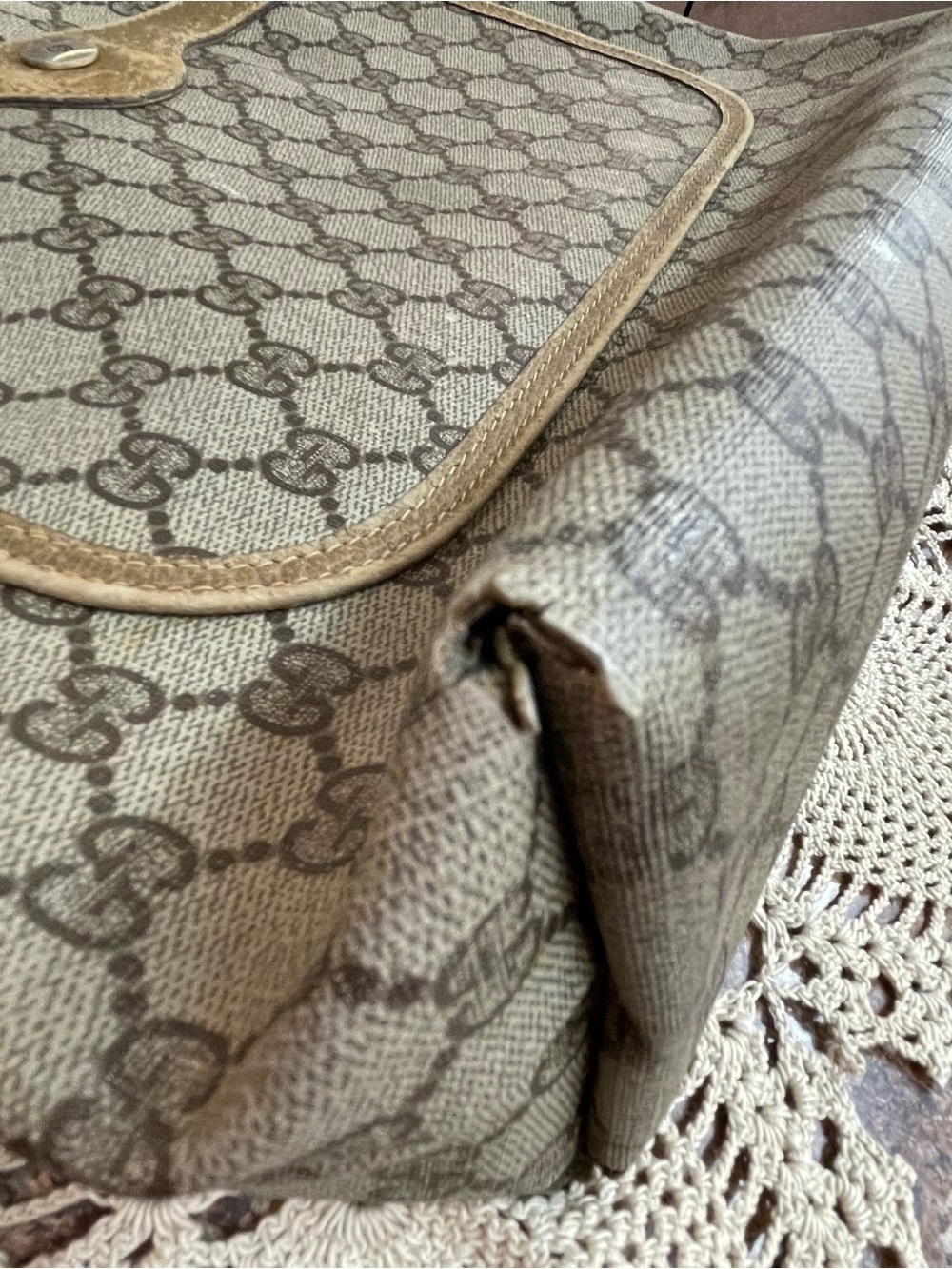 Gucci GG Supreme REHAB vintage tote bag featuring the iconic Sherry web stripe - Picture 11 of 11